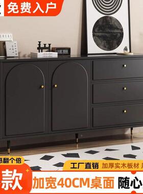 五斗抽小屉收纳HYR带柜实木斗柜黑色用家型储物柜简约客厅厨房餐