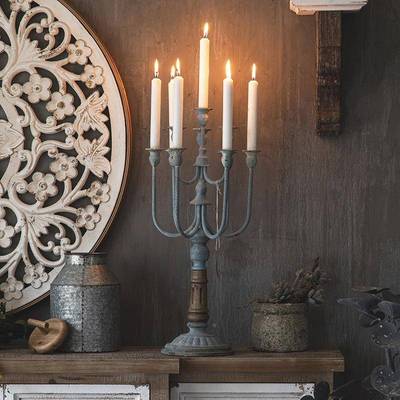 法式A1003多浪头烛台摆件漫客厅复古旧婚庆艺烛台烛光做晚铁餐装