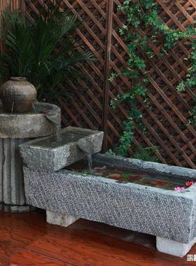 旧养鱼庭院水槽AL805057水景观鱼缸件造景老鱼池景流水养鱼池槽马