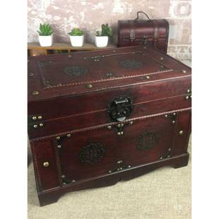 中式仿古老式木箱带锁百宝箱居收纳喜工庆AI161224家箱明子格手做
