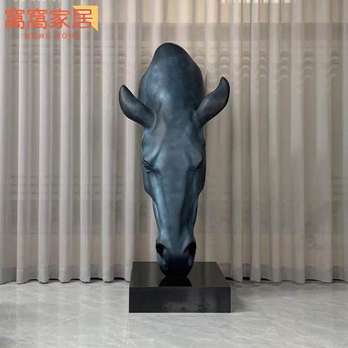 璃钢RX75马玻头雕塑大摆型走廊客厅玄关件轻奢高档门招财落进地装