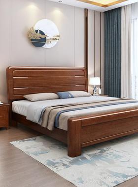 新中式实木床床1.8经米济型双人床小户型简.约15865#米储物高箱婚