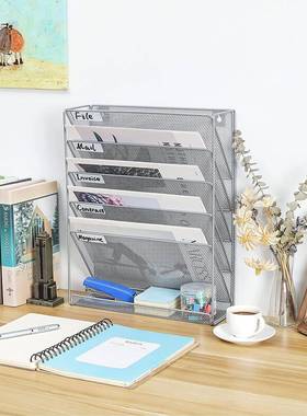 文件收纳架File铁见描述桌面纳架办艺公收用品壁挂铁网架文件理管
