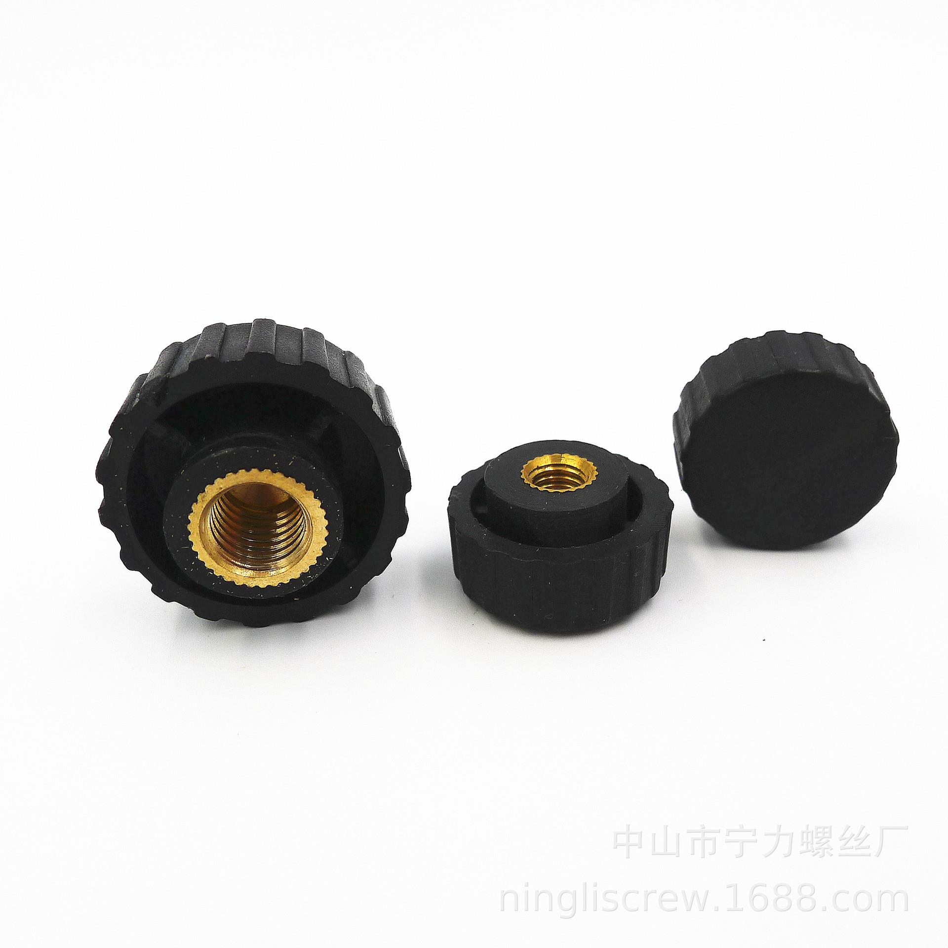 胶头螺母 手拧M4M5M6M8 调节螺帽 包胶黑白注塑铜螺母 厂家