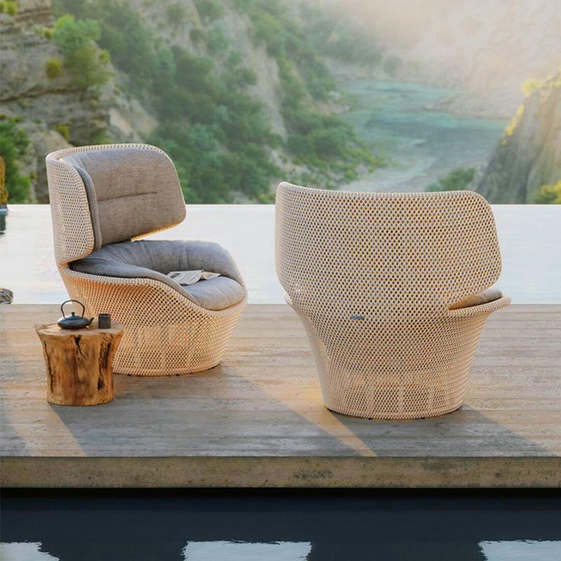 户外沙发庭院花园单人藤椅别墅室外露天阳光房藤编阳台小茶几家具