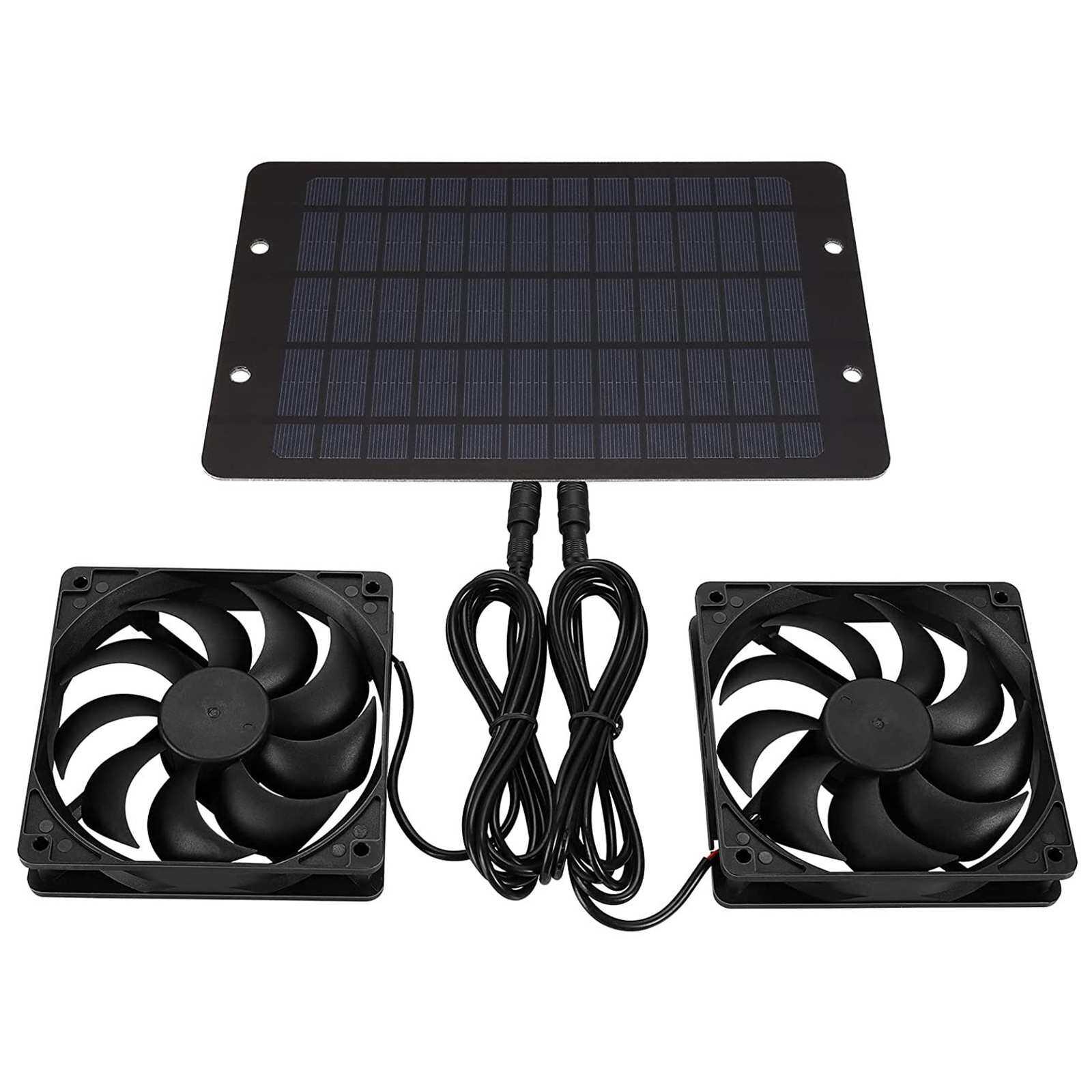 跨境热销太阳能电动通风机 10W12V 双风扇宠物排气扇便携式新能源