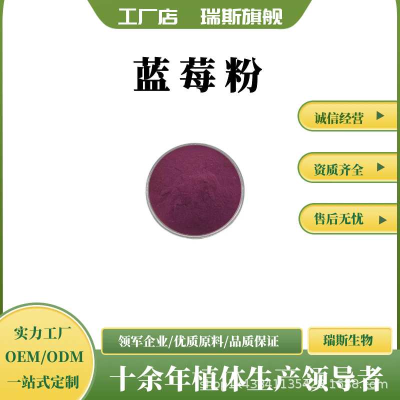 蓝莓果粉多规格蓝莓粉 喷雾干燥 瑞斯生物 蓝莓汁粉 量大从优