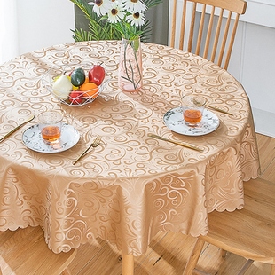 加厚防水防油防烫免洗桌布高级感塑料餐桌布家用圆形大圆桌台布垫