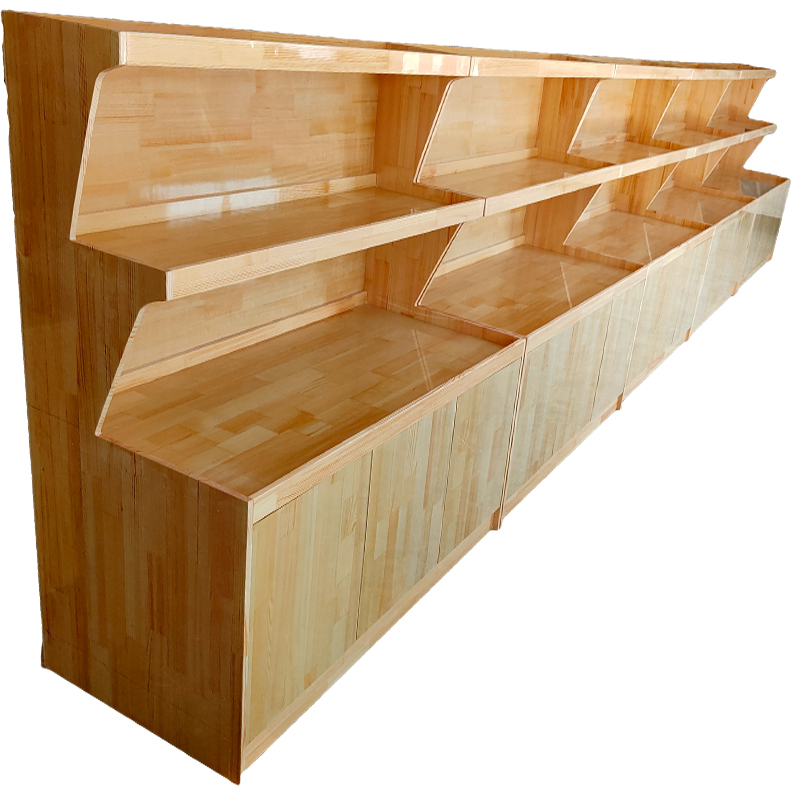 实木货架超市中岛蔬菜水果展示架卖菜展示柜木质干果多功能果蔬架