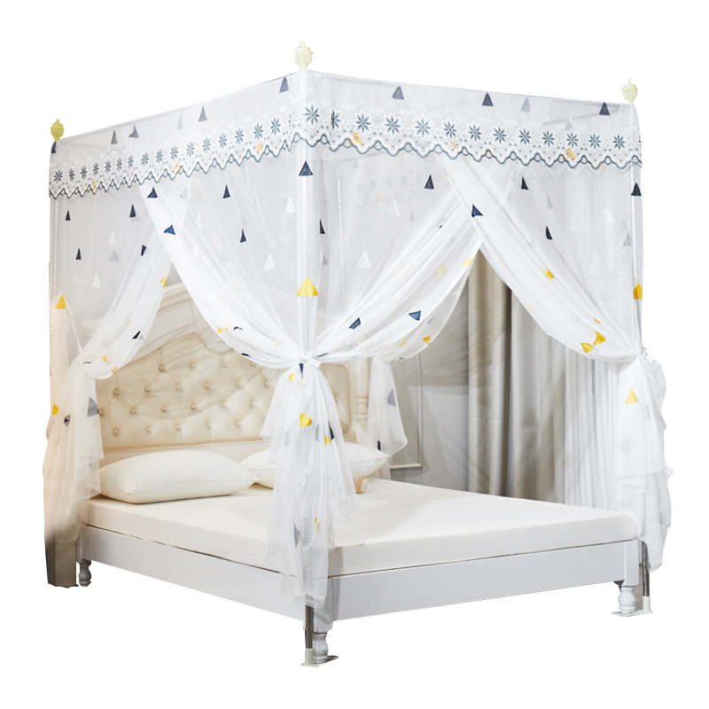 新款宫廷落地蚊帐家用绣花1.5米1.8m床三开门公主风支架加密加厚