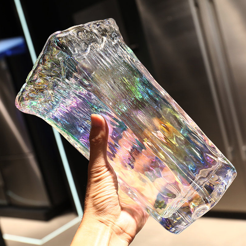 欧式创意西班牙炫彩玻璃花瓶餐桌软装饰品家居客厅仿真插花摆件