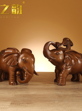 铜大象摆件一对吸水象招财大象如意象家居乔迁办公室店铺开业礼品