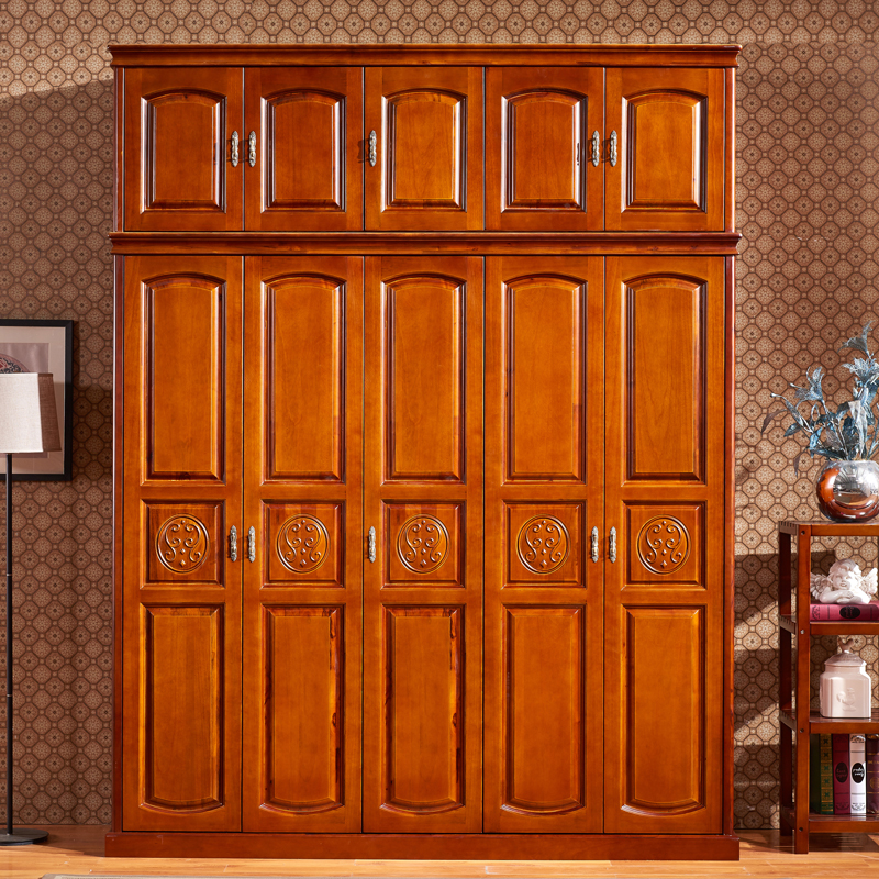 香樟木全实木衣柜加顶柜二三四五六门雕花大衣柜衣橱卧室家具