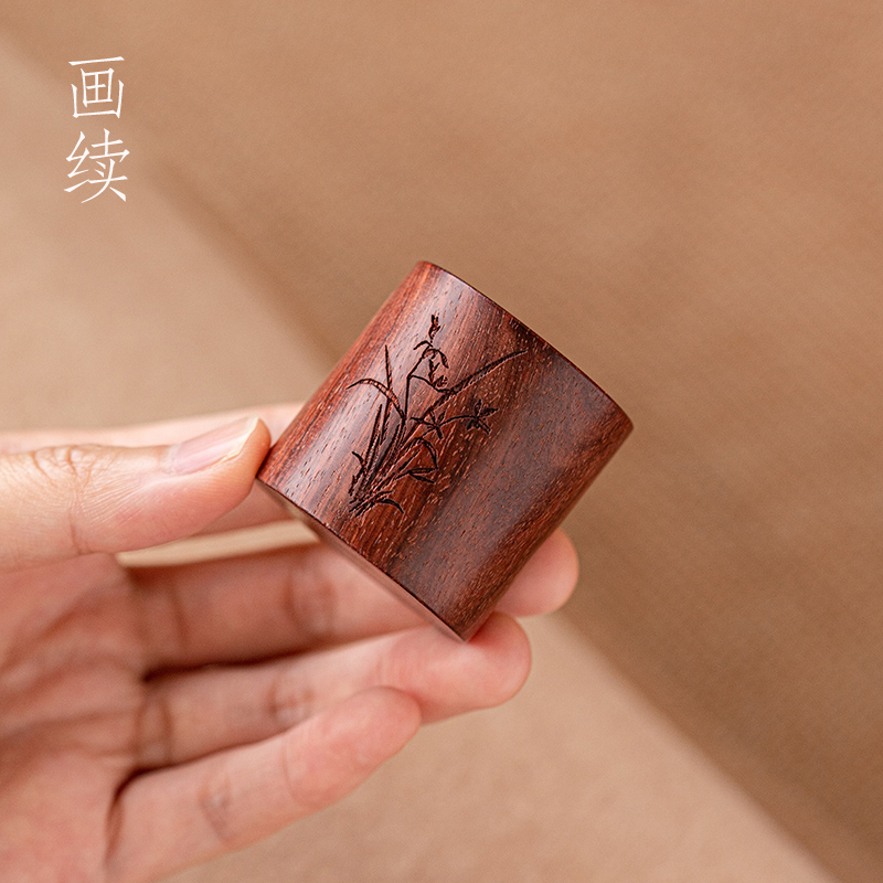 画续兰花中式实木盖置盖托茶壶壶盖底坐盖碗底托茶道摆件茶具配件