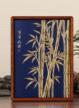铜艺世家竹子铜雕画桌面摆件手工錾刻节节高升客厅玄关装饰画摆台