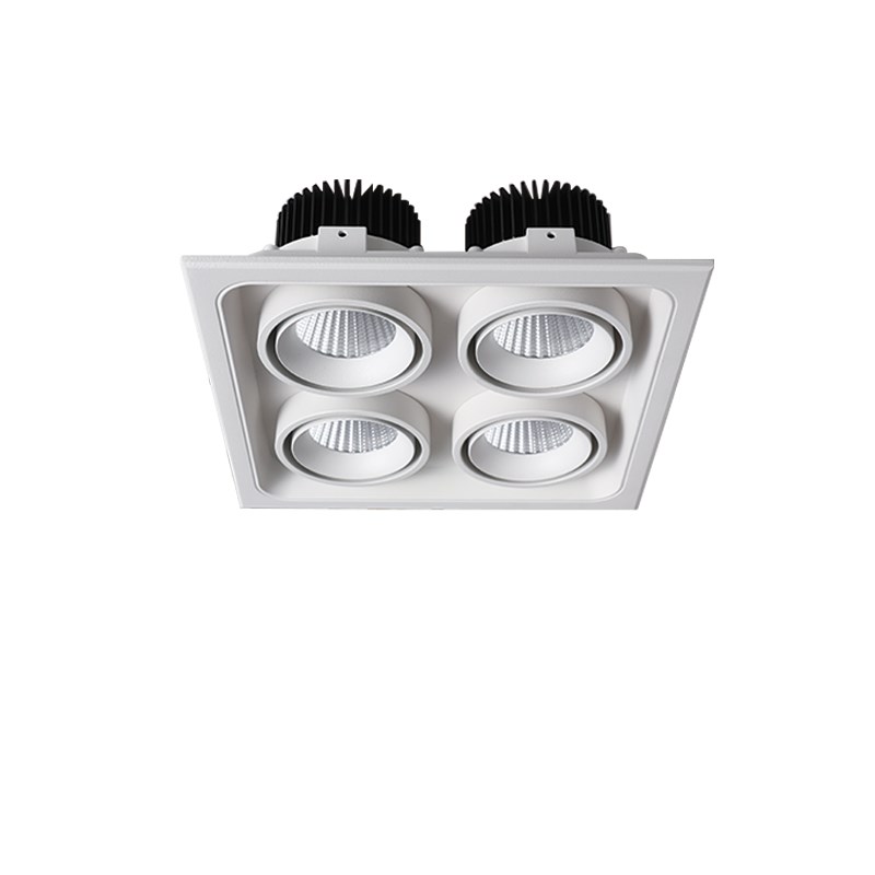 四头斗胆灯格栅灯led正方形射灯cob现代简约暗装嵌入式无主灯筒灯