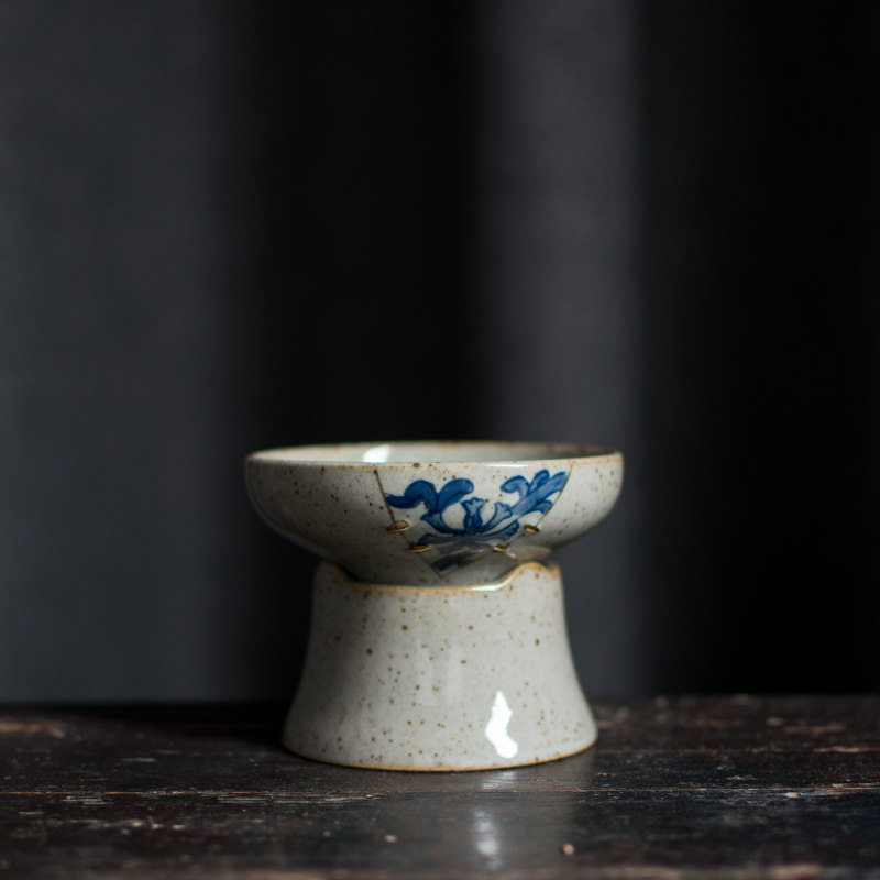 仿古金缮青花茶滤创意茶叶过滤器茶漏不锈钢滤网陶瓷功夫茶具配件