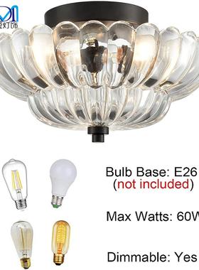 亚马逊新玻璃吸顶美式工业阳台玄关厨房玻款吸顶灯灯创88796璃意