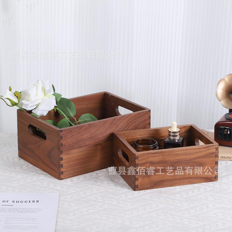 木质无盖收木盒复古桌面实木整盒纳理盒实纳木带扣榫卯木箱卫生间