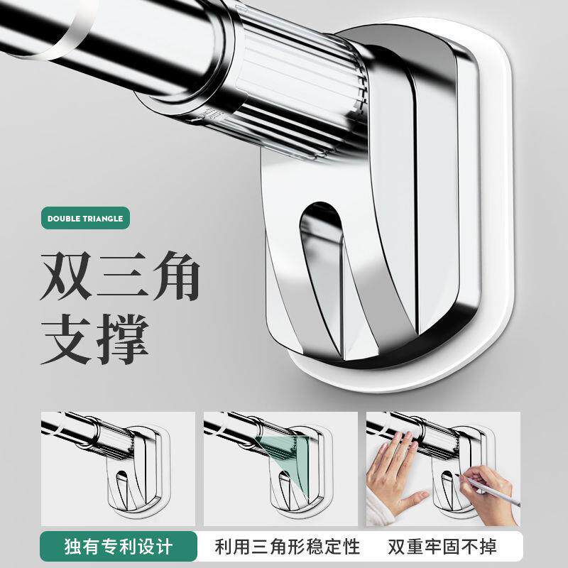杆免钢打孔缩晾608衣杆窗帘衣柜支撑架卫伸生间挂凉衣不锈收缩晒