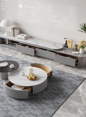 岩板茶轻奢式轻奢现代厅简约电意视柜茶几客家用70920几25新款客厅桌