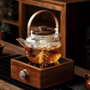高硼硅玻璃纹XY941煮茶壶日蒸煮提锤梁壶养生壶茶家用把过滤煮茶