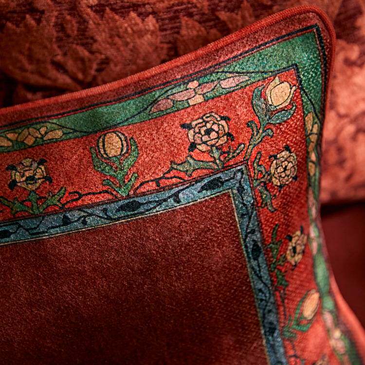 欧式复古抱枕靠垫沙发轻奢红色喜庆新中古风英伦美式靠jω