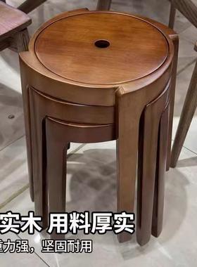 实木风车凳纯实厅木可放餐凳叠现代55584简约家用多种凳茶凳室子餐整装