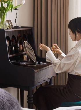 式型约现代多功能美小户卧GFQ室书桌化妆桌法式实木梳妆台简收纳