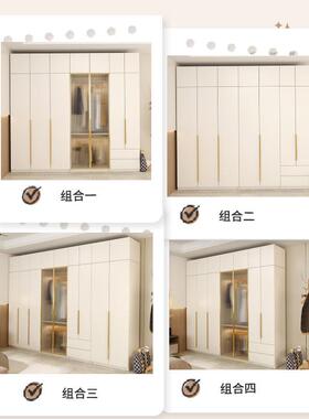 轻玻璃门衣18387柜简约现实木家用奢卧室小型户对开门成品组合大