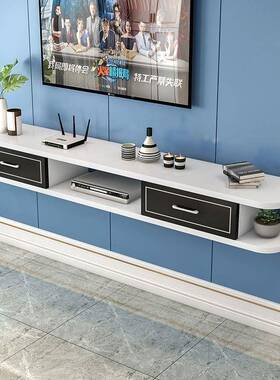 实木壁挂电柜简视约轻现代奢卧XOI室客厅悬小浮柜户型圆弧收纳柜