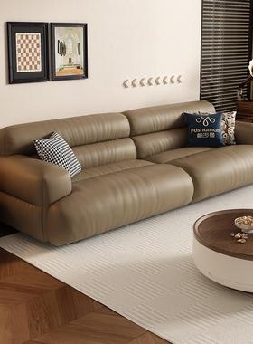 DA50381R曼猫抓皮沙发意式极简沙客厅直帕排家三人绿色宽坐深豆腐