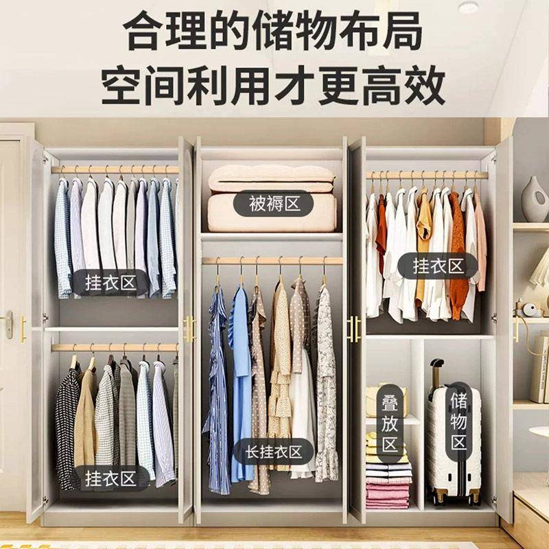 衣柜现家用卧室代简约轻奢奶566实油风门白色木法式玻璃儿童衣橱