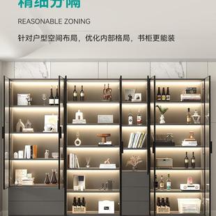书w柜带玻璃酒柜轻奢可定用展门示客厅一体整MFF墙家到顶书架实木