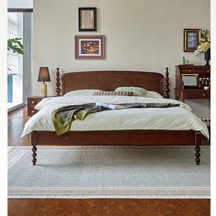 法式实木双人床星桃空床复古设计师款创意樱木公主床室主卧卧9863