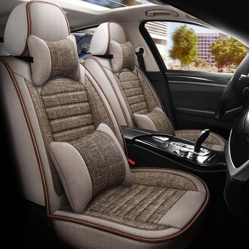 汽车坐垫亚麻麻布座套车套透气大气女全包四季通用座套polo座椅套