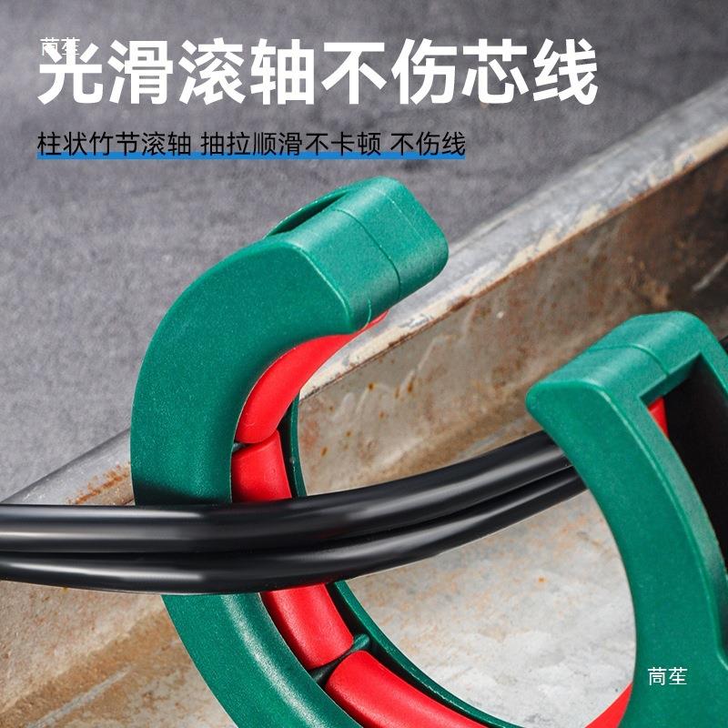 施桥架放工线滑轮绿色2个顶垒棚吊顶车综合穿线布线弱电拉线德株
