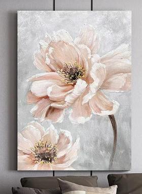 手绘油画抽象客挂画玄关走廊理富贵牡丹花肌卉装饰画餐YC34厅手工