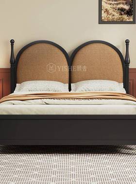 美式床床床18795实木风m法式古复古色黑巴黎床中双人现代简约床主