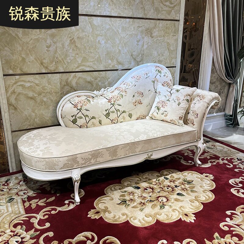法式绣花贵妃椅美人榻实木摆件