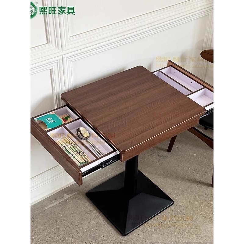 面拌398饭汉堡螺粉店桌子丝凳子带抽屉收纳餐桌餐饮椅连锁店桌馆