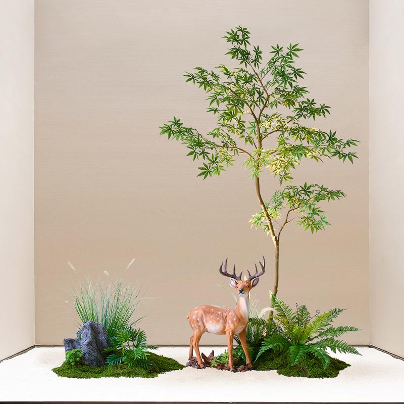 室内仿真绿植假植物造寂景组装合微景观诧风玄关楼梯下拐08造景摆