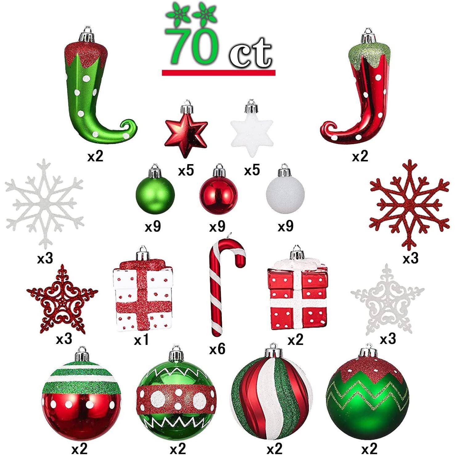 亚马逊圣诞球装套7P0CS圣诞28树挂件电镀彩绘异性球圣诞节装饰挂