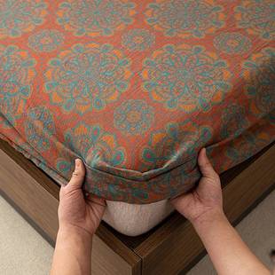 单2类025新品 复古色织提JJYS2025花a全棉双层纱笠床件柔软1.8米床