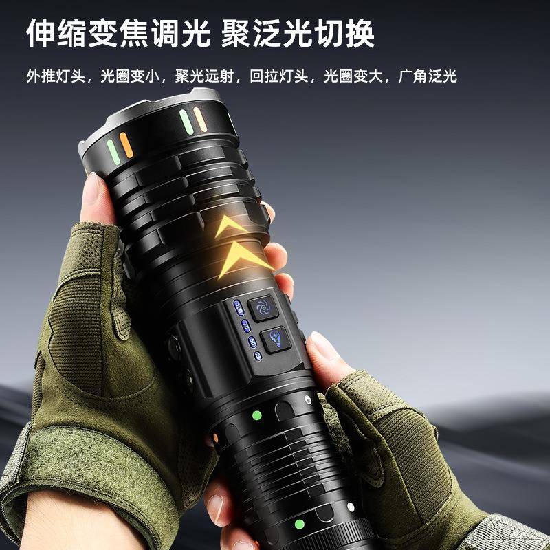 跨境强光焦手LQ-G420Y电筒户镭外亮射变炮远射铝合金l爆ed手电长