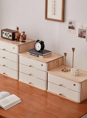 实PHK木桌面纳盒带收白色可物叠加带抽屉杂盒长方形学生锁分层储