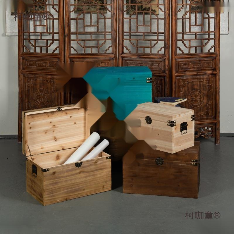 实木储物箱可古坐大pz011旧木箱子件复木箱的老式仿古带锁摆收纳