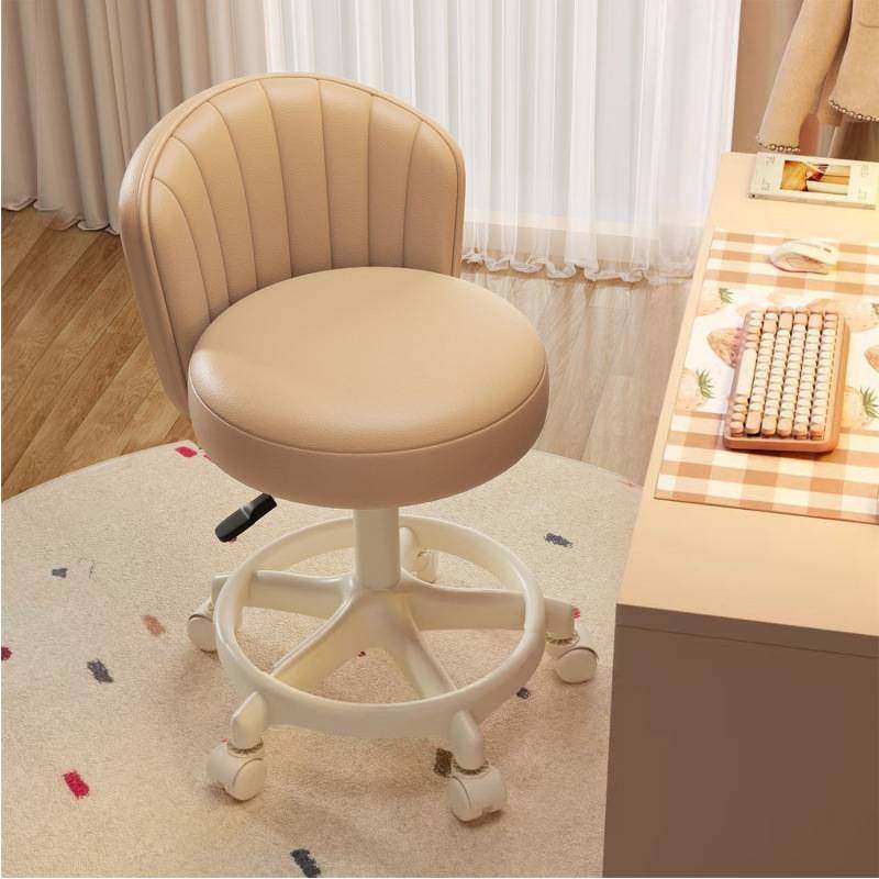 奶油风化妆椅家用椅子靠背梳妆台凳子女生卧室升降转椅美甲凳滑轮