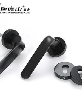 锁XKZ251-6静卧室门把手家用用型磁吸音锁具黑色合金快装分锌体通