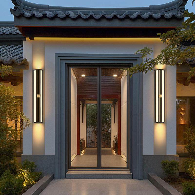 别柱墅大门两侧E壁灯户外新中式庭院灯内条嵌长外676墙子LD